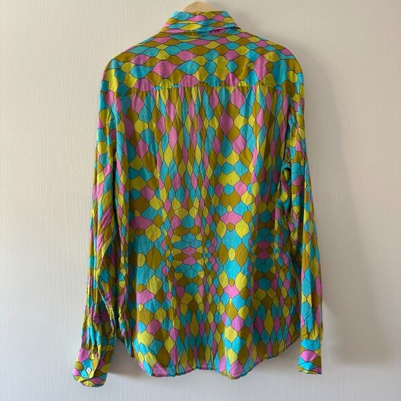 Dolce Gabbana Vintage 70s Funky Disco Long Sleeve Button Down Italy Mens 40 - Picture 10 of 11